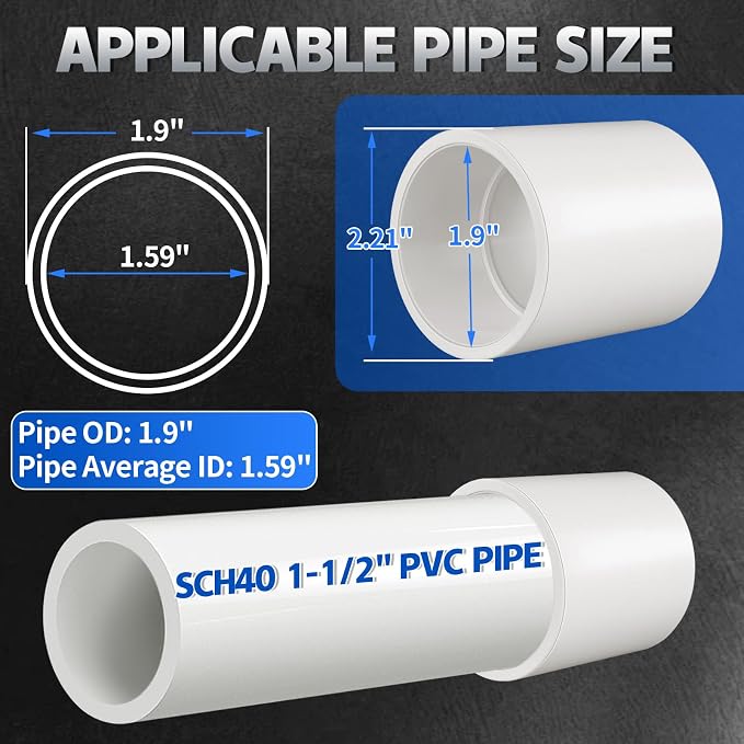 10Pcs White 1-1/2 inch PVC Coupling, Socket x Socket, Furniture Build Grade - Image 3
