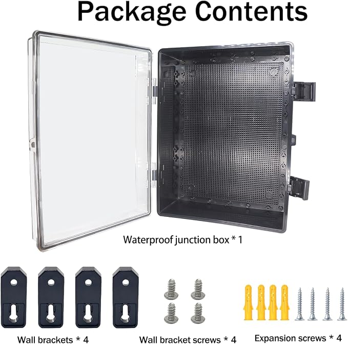 Junction Box, Hinged Black Clear Cover IP67 Waterproof ABS Project Box - Image 7