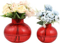 Red Glass Vases for Tulips, Flower Vases for Bouquet, Ribbed Glass Vase for by YANWE