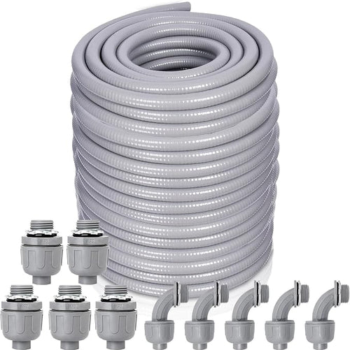 1 Inch 150 FT Non Metallic Liquid-Tight Conduit and Connector Kit by Feotech