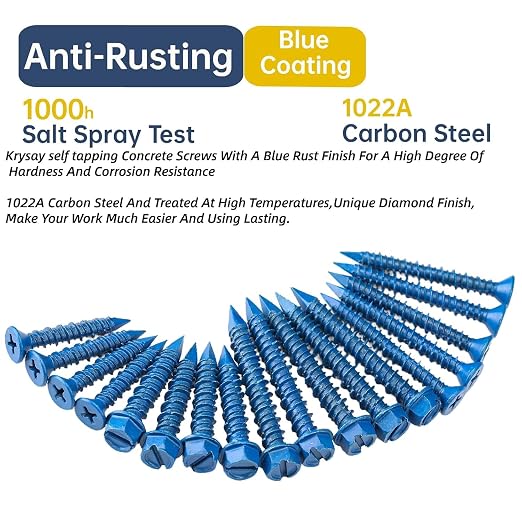 232Pcs Concrete Screws with Drill bits, 1/4 3/16 Masonry Screws - Image 3
