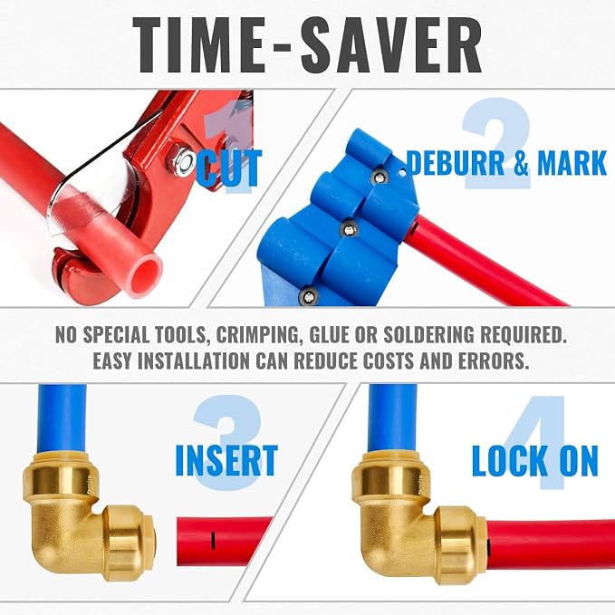 3/4 Inch 90-Degree Elbow, Push-to-Connect Pipe Fittings, Push-Fit Fittings - Image 5