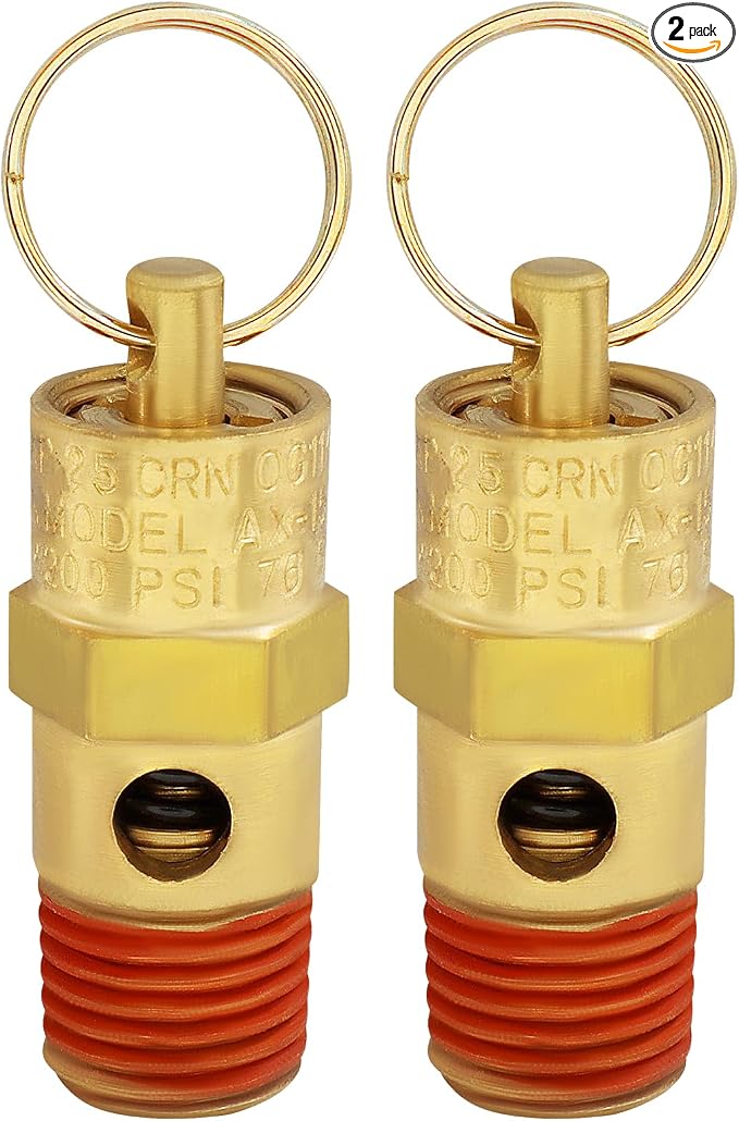1/4 Inch NPT 200 PSI Brass Air Pressure Relief Safety Valve | Heavy Duty Brass by Unknown