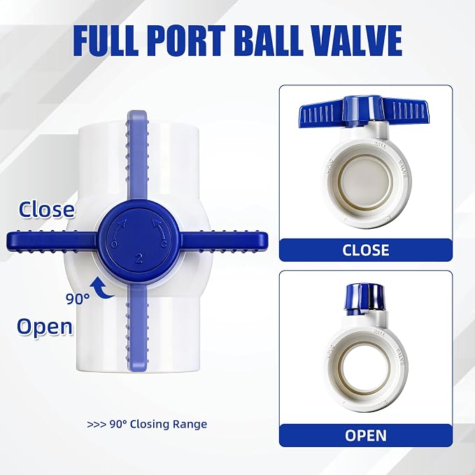 10 Pack 3/4'' PVC Ball Valve Slip, PVC Water Pipe Shut Off Valves 3/4inch - Image 7