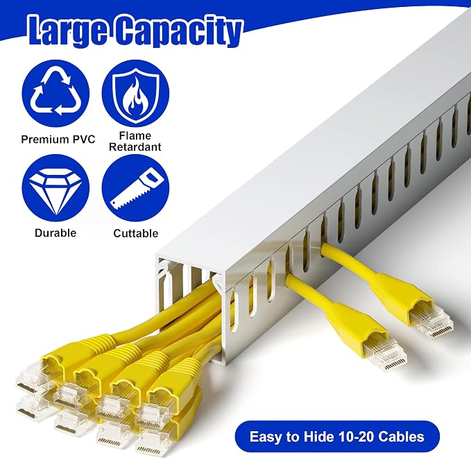 1.6"H x 1.2"W Cable Raceway, 99in Under Desk Wire Management Channel, 16.5in - Image 4