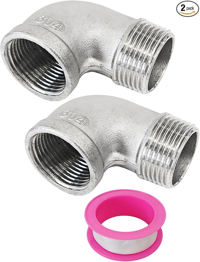 2Pcs 90 Degree Street Elbow, 3/4" NPT Male x 3/4" NPT Female, 304 Stainless by AUXBC