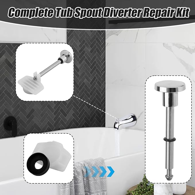 3pcs Tub Spout Diverter Repair Kit, Diverter Valve Stems Seals & Gates | Leaky - Image 3