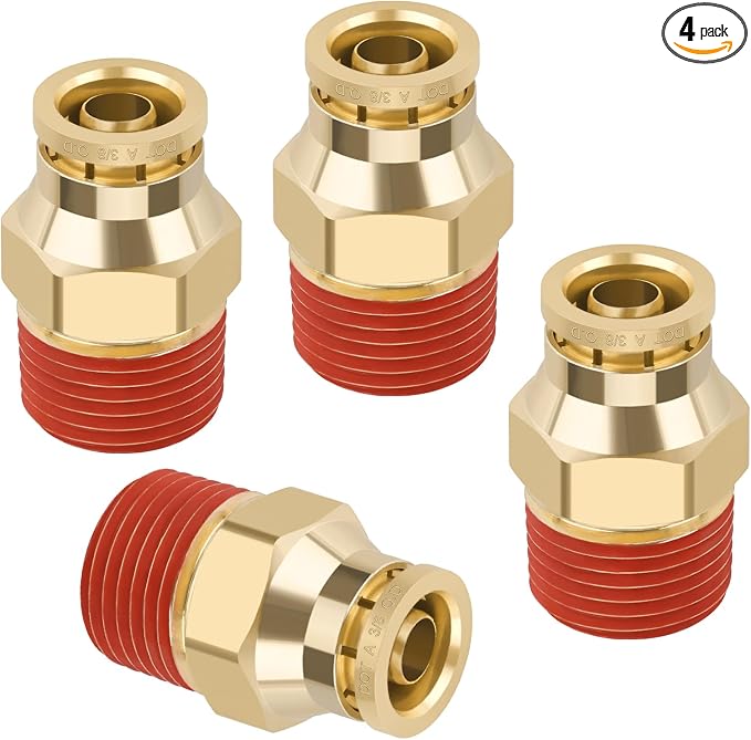 DOT Approved Male Straight Brass Union 3/8" Tube x 3/8" NPT, Quick Connect Union by BOERAY