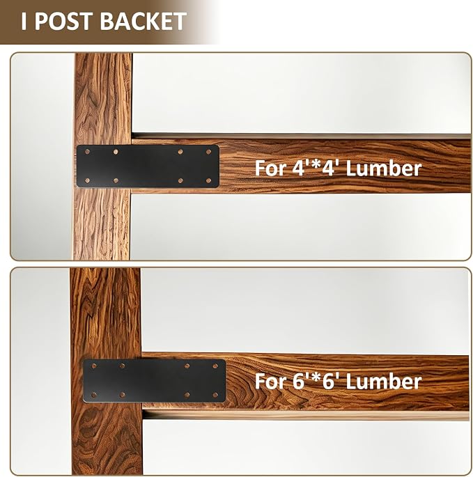 Black Heavy Duty I Post Brackets, Flat Mending Plate - Image 4