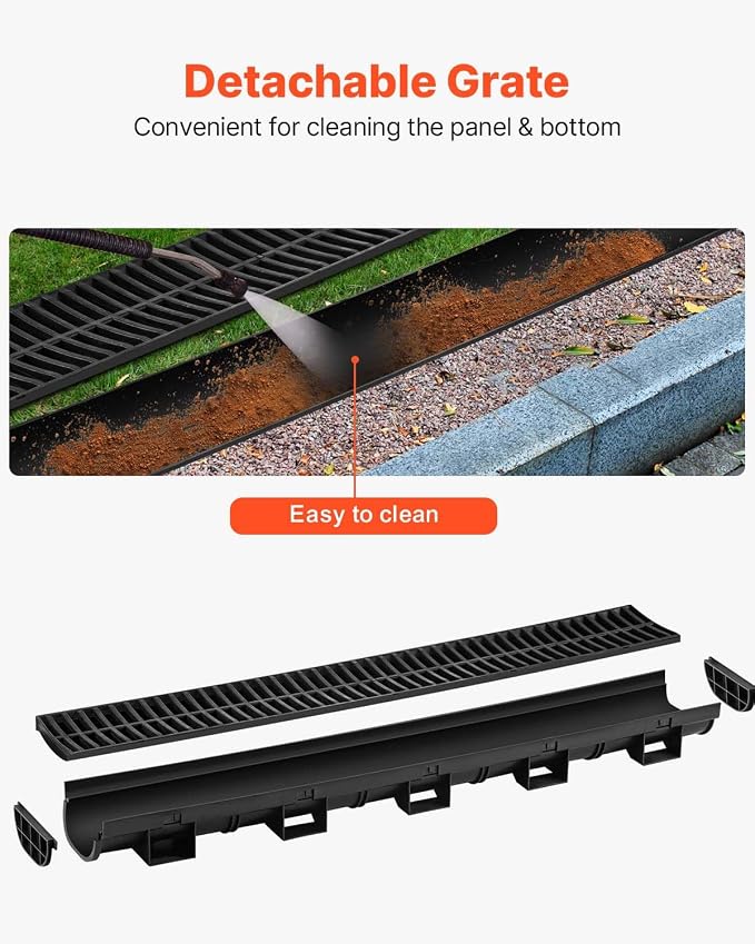 VEVOR Trench Drain System 5 Pack, Channel Drain - Image 4