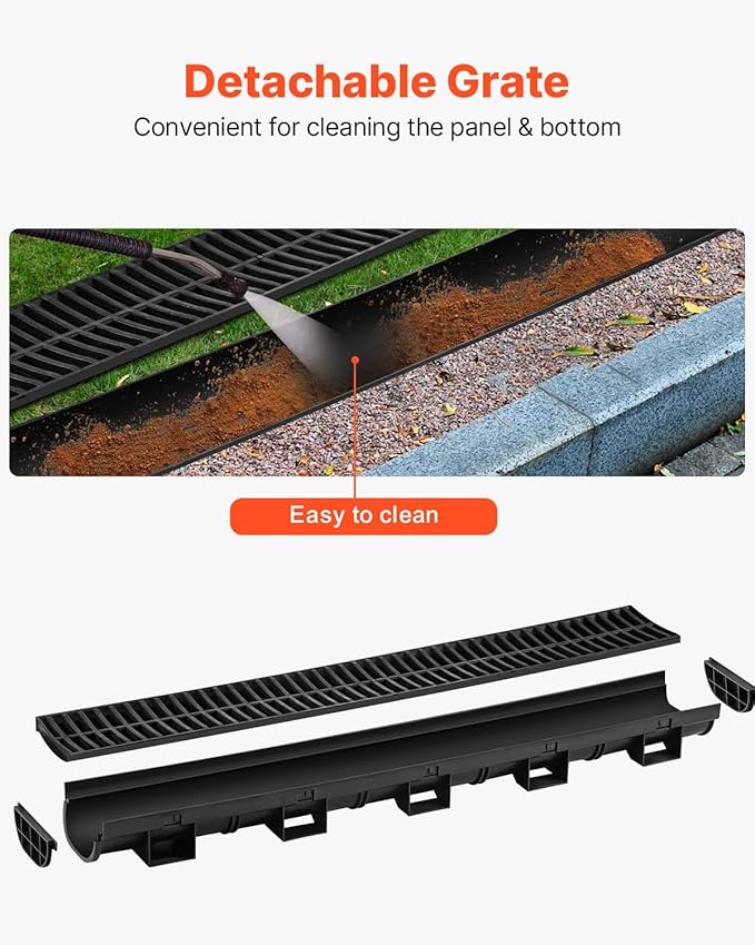 VEVOR Trench Drain System 3 Pack, Channel Drain - Image 4