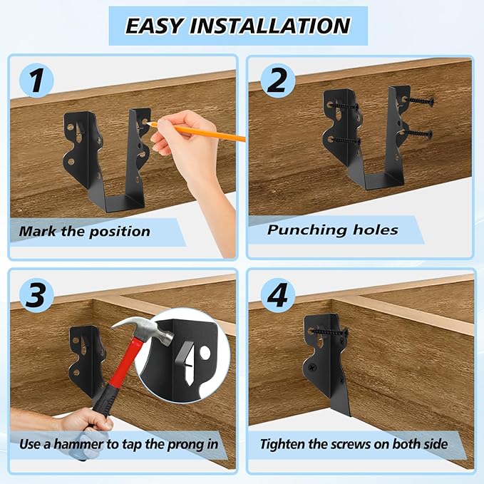 24 Pcs 2"x 4" Joist Hanger|Q235B Steel Face Mount Joist Hangers | Black Powder - Image 4