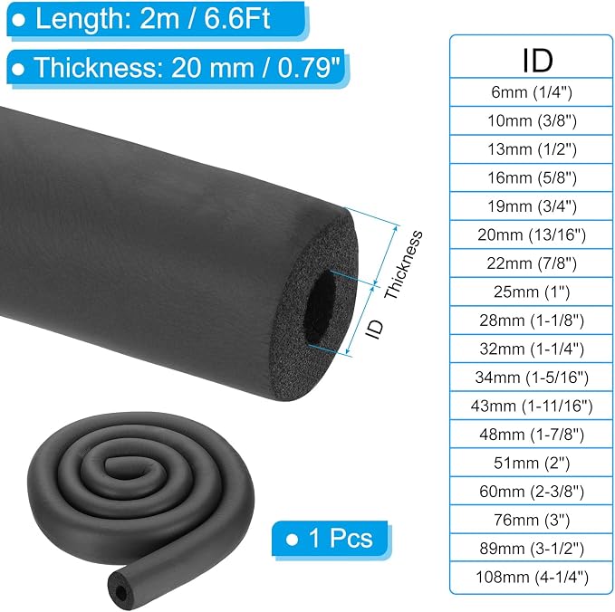 PATIKIL 13/16" ID x 6.6Ft Pipe Insulation Foam Tube, Pipe Cover Wrap Roll Bar - Image 2