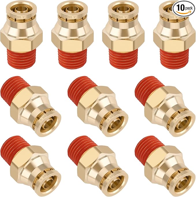DOT Approved Male Straight Brass Union 3/8" Tube x 1/4" NPT, Quick Connect Union by BOERAY