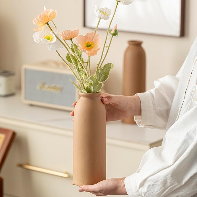 10.4 inches Tall Decorative Ceramic Vase Set, 3 Pieces, Nordic Modern Boho Style - Image 6