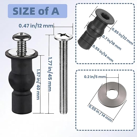 2 Set Toilet Seat Screws, Stainless Steel Toilet Seat Bolts - Image 3