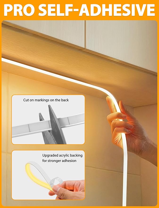 Lamomo COB LED Strip Lights Pro, 16.4Ft Warm White Dimmable Self-Adhesive Led - Image 5