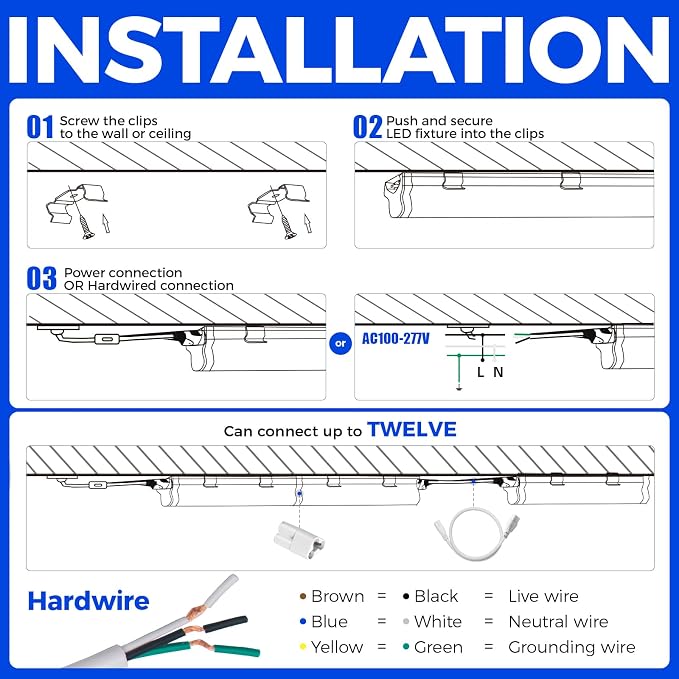 Barrina T5 LED Ceiling Light Fixtures, 6 Packs | Daylight White, Corded Electric - Image 9