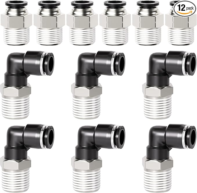 TAILONZ PNEUMATIC Elbow and Straight Combination 3/8 Inch Tube OD x 3/8 Inch by TAILONZPNEUMATIC