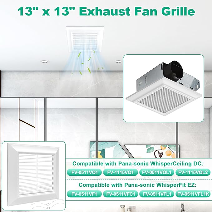 13" x 13" Bathroom Exhaust Vent Fan Grille Cover Replacement - Image 4