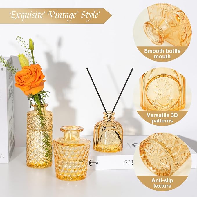 Clear Topaz Glass Bud Vase Set of 24 Pcs, Small Bud Vases in Bulk, Glass - Image 9