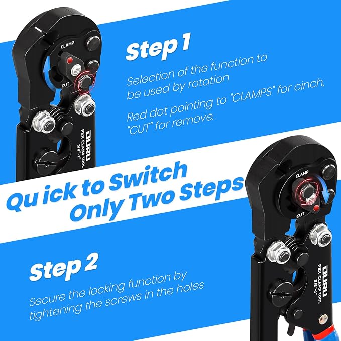 OURU PEX Crimping Tool, Cinch & Remove Combo Function PEX crimper, 3/8" to 1" | - Image 3
