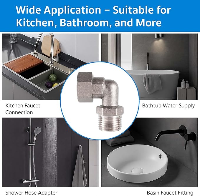 G1/2 Chrome-Plated Brass Clawfoot Tub Faucet Elbow Adapters, 1 Pair | G1/2 BSPP - Image 5