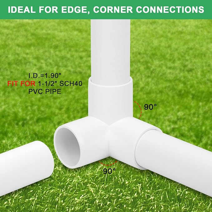 4Pack 1-1/2IN 3-Way Elbow PVC Fittings Furniture Grade SCH40 1.50" Tee 3 Way - Image 3