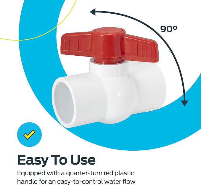 Eastman 1-1/4 x 1-1/4 Inch Slip Schedule 40 PVC Quarter Turn Ball Valve - Image 5