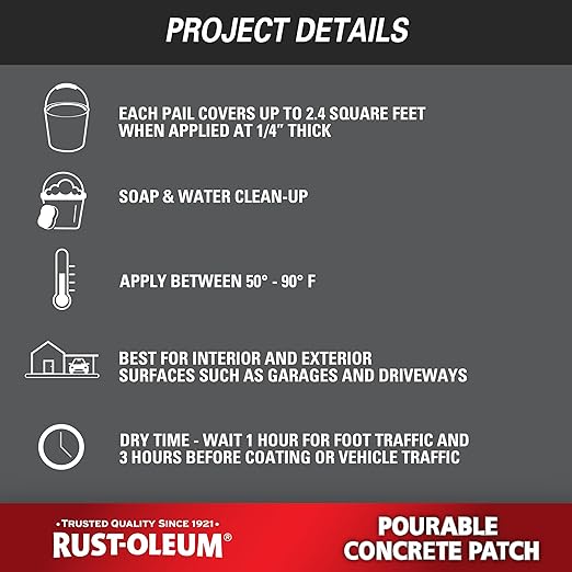 Rust-Oleum 369667 Pourable Concrete Patch, 5 lb Pail - Image 7