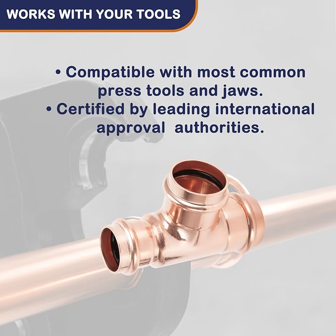 Copper Press Fittings 3/4 inch Tee PxPxP 10 Pack | LF Press Equal Tee - Image 5