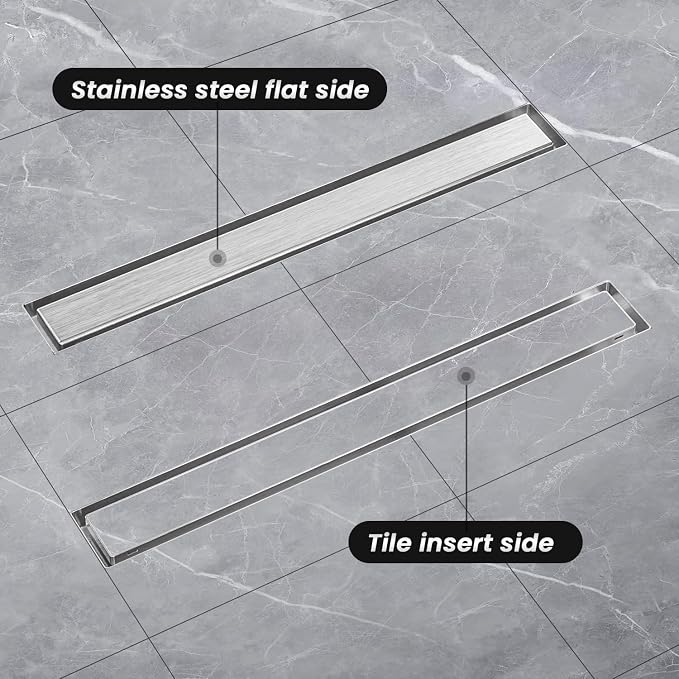 EXF Linear Shower Drain 24 Inch Brushed Nickel - Image 3