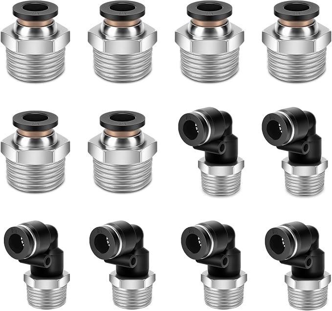 CNAODUN 12 Pcs Push to Connect Fittings 1/4 Inch Tube OD x 3/8 Inch NPT Thread by CNAODUN