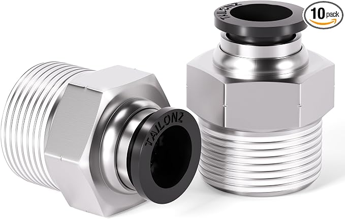 TAILONZ PNEUMATIC Male Straight 3/8 Inch Tube OD x 1/2 Inch NPT Thread Push to by TAILONZPNEUMATIC