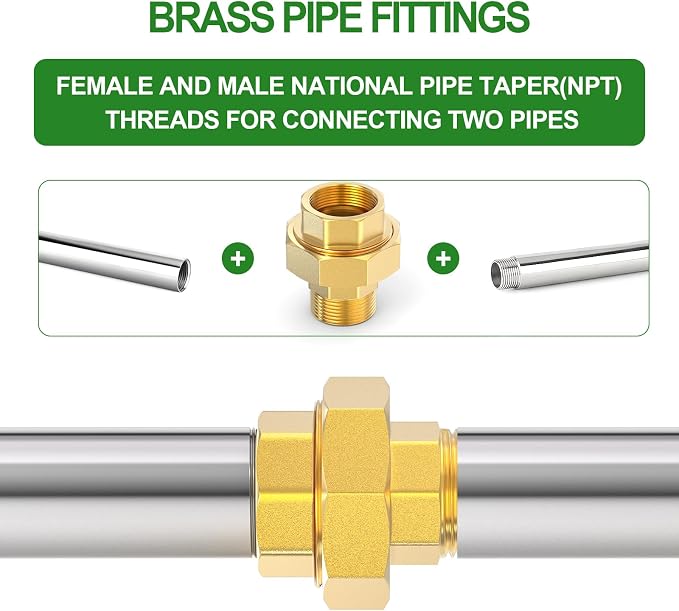 1PCS Brass Union，1-1/2" NPT Male x 1-1/2" NPT Female Brass Pipe Fitting - Image 6