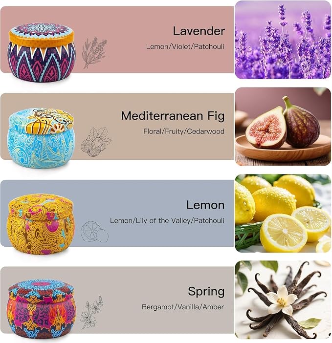 Candle Gift Set Bundle for Women, 2 Sets of 4 Scented Candles, 8% Essential Oils - Image 3
