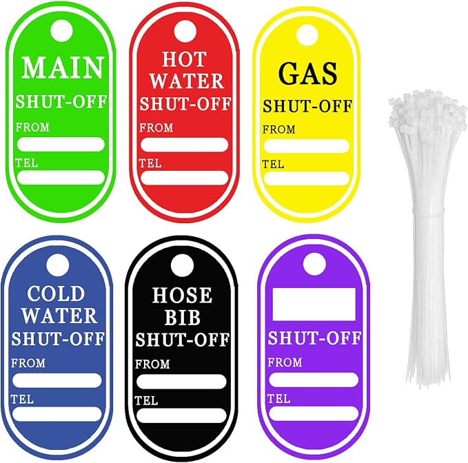 Shut Off Valve Tags, 24 Pack Plastic Valve Identification Tags by Unknown