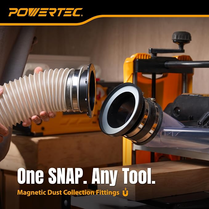 POWERTEC 4” Steel Ring Port Receiver, Magnetic Dust Collection Fitting - Image 4