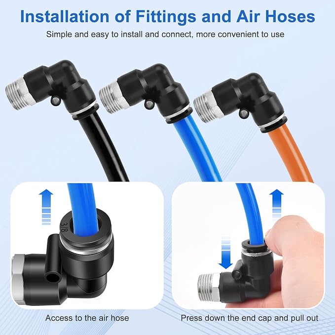 CNAODUN 12 Pcs Push to Connect Fittings 3/8 Inch Tube OD x 3/8 Inch NPT Thread - Image 5