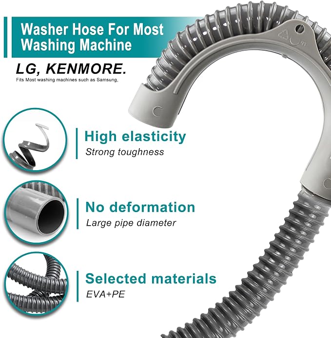 TOMOON 12Ft Universal Washing Machine Drain Hose Extension | Flexible - Image 2