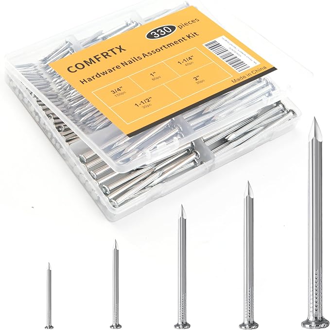 Concrete Nails Masonry Nails for Hanging Pictures Assortment Kit | 330Pcs by COMFRTX