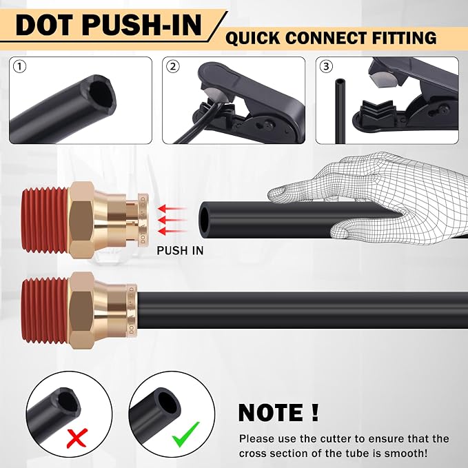 CheeMuii 78 Pcs Brass DOT Air Line Fittings Kit Push Lock DOT Air Fittings | - Image 7