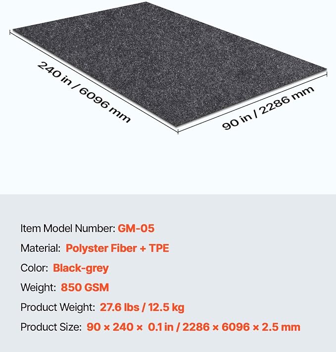 VEVOR Garage Floor Mat, 7.5'x20' Oil Spill Mat Waterproof Protection from Water - Image 7