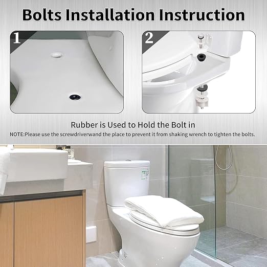 Universal Toilet Seat Hinge Bolts Kit, Heavy Duty Toilet Bolts, Waterproof - Image 2