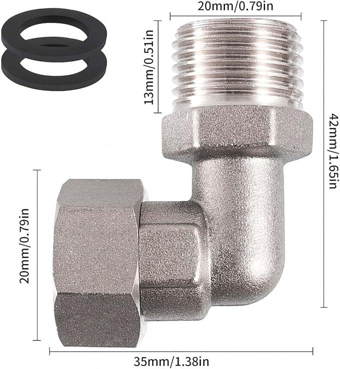 G1/2 Chrome-Plated Brass Clawfoot Tub Faucet Elbow Adapters, 1 Pair | G1/2 BSPP - Image 2