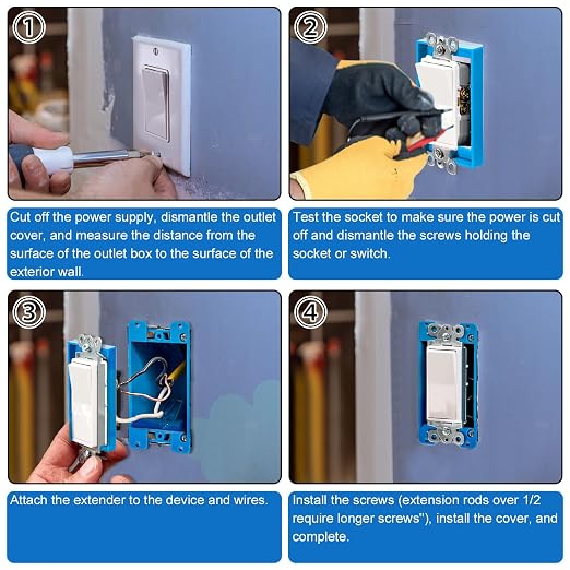 3pcs 1/2" Single Gang Receptacle Outlet Extenders - Image 7