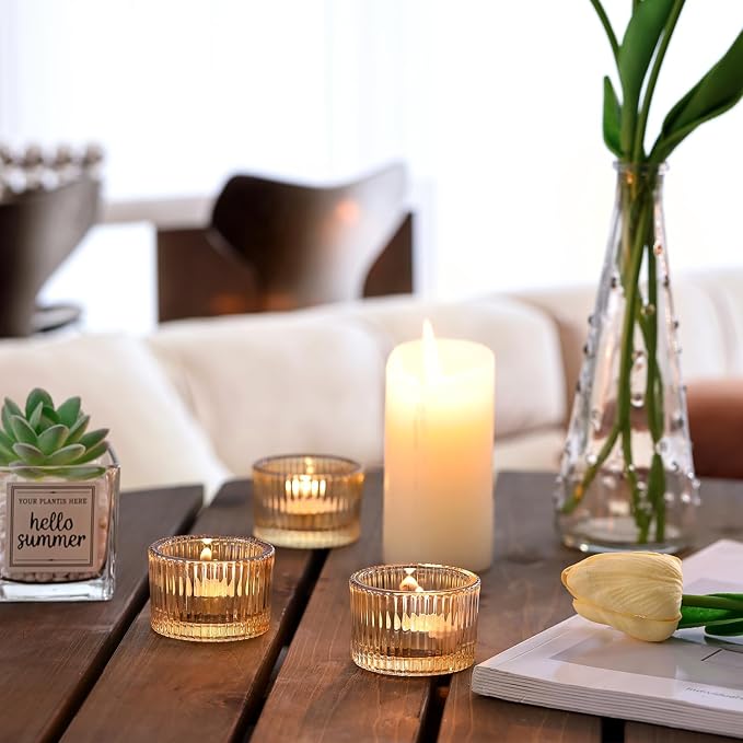 HAVITI 24 Pack Tealight Gold Candle Holders, Votive Tea Light Candle Holder | - Image 5