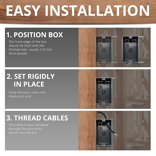 18 Cu in Single Gang New Work Electrical Outlet Box | 1 Gang Wall Outlet Box - Image 5