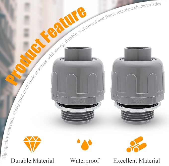 2pcs 1/2 Inch NPT Liquid Tight Connector | 180-Degree, Electrical Conduit - Image 5