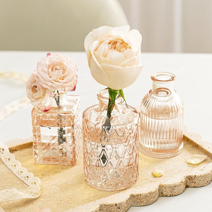 Clear Amber Gold Glass Bud Vase Set of 22 Pcs, Small Bud Vases in Bulk - Image 8